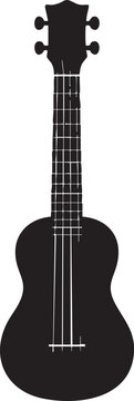 Ukulele silhouette in minimalist style with black color on white background for music icon