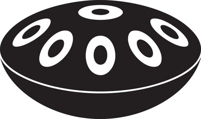 Fototapeta premium Black Tambourine with White Metal Jingles in Simple Flat Design on White Background for Music Icon