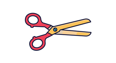 Pair of red and yellow scissors with silver blades in a clean modern cartoon style for arts, crafts, and school supply designs.