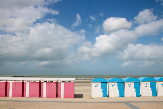 cabanes de plage &agrave; Malo-les-bains dans le nord de la France