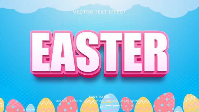 easter editable text effect 3d vector
