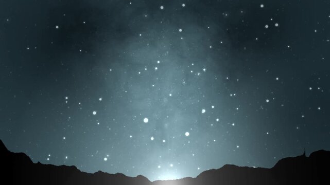 星が降る夜空の風景、ループ動画