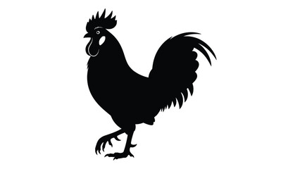 A black silhouette of a rooster standing on one leg © SILHUETTECHEMBER