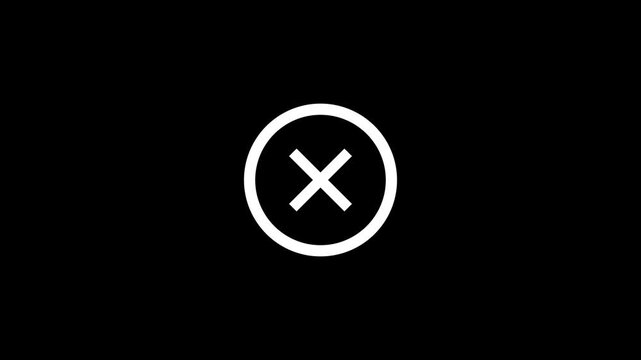Animated cross sign icon for cancel notification and stop command