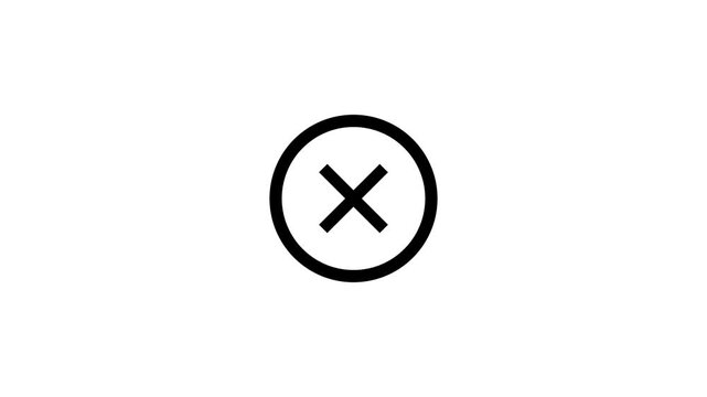 Cross mark animated sign for interface cancel button concept