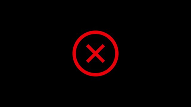 Cross motion symbol for cancel task and wrong result indicator