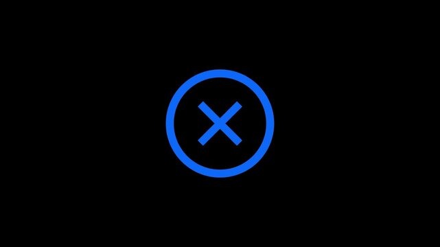 Animated close X icon for interface control and cancel action

