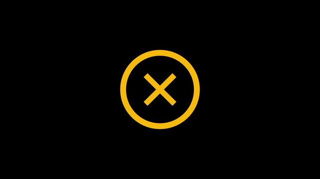 Cross sign animation symbol for prohibition warning and stop concept
