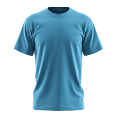 Blue T-shirt,front view,white background,mockup design template,PNG,transparent,clipart.