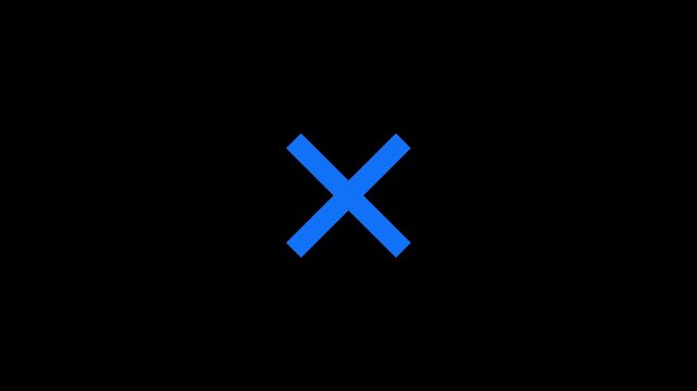 Animated X symbol icon for close command and cancel function

