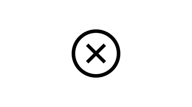 Cross animation symbol for error message and rejection notice