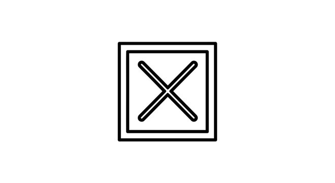 Black and White X Mark Inside a Square Frame Icon