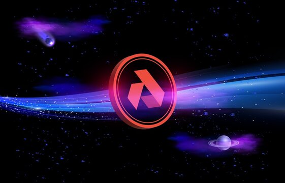 akash network-akt cryptocurrency logos images on digital background. 3d illustrations.
