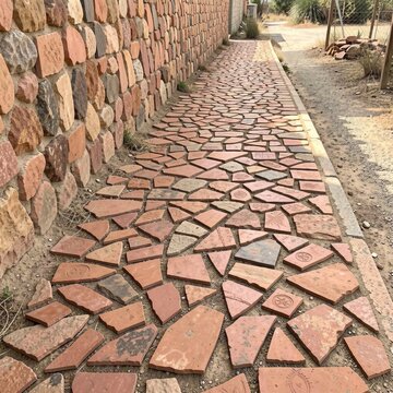 Pottery Shard Decoration Broken pottery shards are deliberately