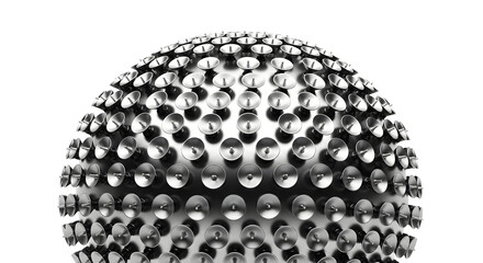 An abstract, highly detailed metallic sphere, a modern architectural marvel. Reflecting a futuristic aesthetic with perfect geometry.