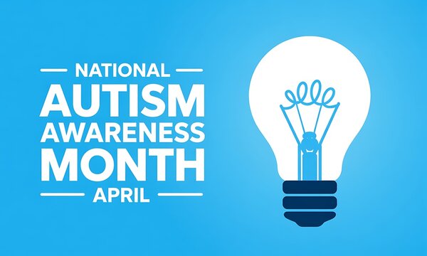 National autism awareness month April with light bulb symbolizing understanding and support for neurodiversity and inclusion awareness