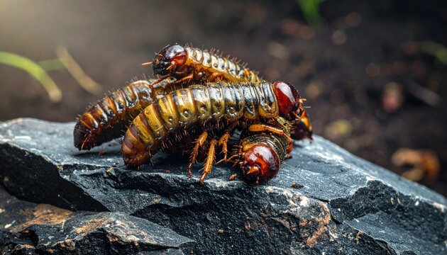 A handful of glistening iridescent insect larvae farmed for sustainable protein, a novel food source