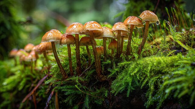 Sweet, earthy mushrooms grow in moss.
