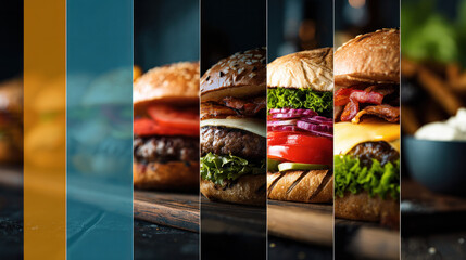 Fototapeta premium Burger Promotion Social Media Post Template Collection for Restaurant Menu Discount Ads