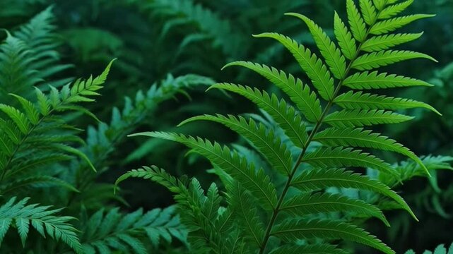 Dense green foliage lush ferns and leaves filling the frame