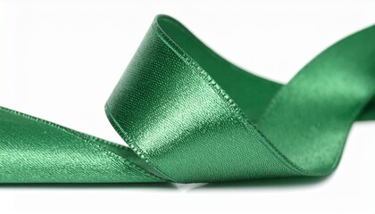 Green satin ribbon close-up