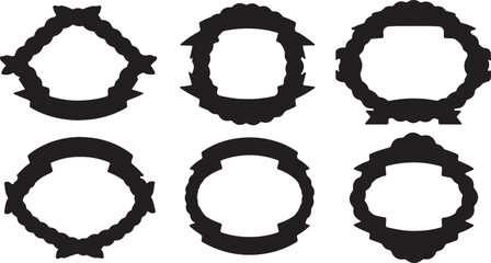 Decorative circular frames, ornate wreaths, stylized banners, ribbon elements, vintage floral borders, elegant design © MDMUKTADIR