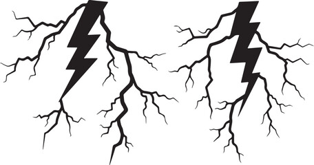 Obraz premium Dramatic lightning bolt formations with extensive crackle effect, symbolizing intense energy and natural destruction