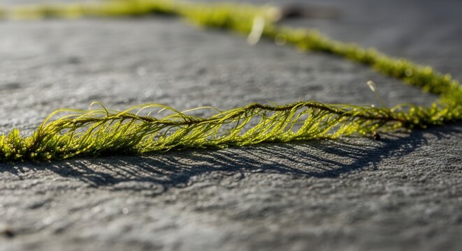 Close-up of Green Twisted Rope on Wooden Surface for Outdoor Use
