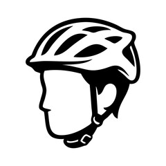 Logo club ciclista. Dibujo con líneas de la cabeza de un hombre con casco ciclista. Icono equipo de protección de ciclismo  © teracreonte