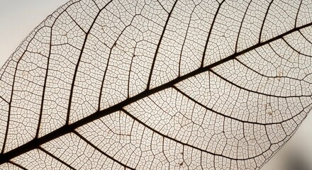 Close-up of Intricate Vein Pattern on a Dried Leaf for Nature and Botanical Art