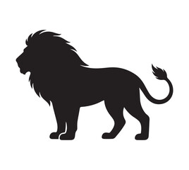 Lion King Silhouette, Stylized Lion mascot vector illustration, Lion side pose vector, Lion logo standing, Lion Decal Sticker Clipart. Lion leaping deisgn, Lion logo template, Majestic Silhouette Lion