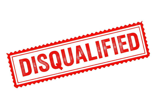 Red 'disqualified' stamp icon isolated on transparent background
