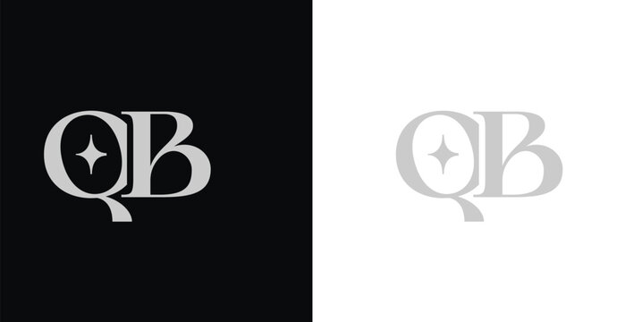 Elegant QB serif monogram logo in black and white luxury style