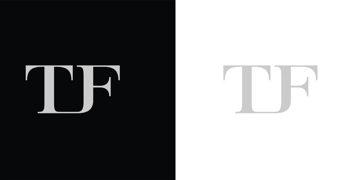 Elegant TF serif monogram logo in black and white luxury style