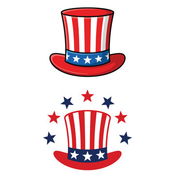 Uncle Sam Patriotic Top Hat with Stars American Independence Illustration