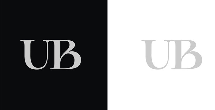 Elegant UB serif monogram logo in black and white luxury style
