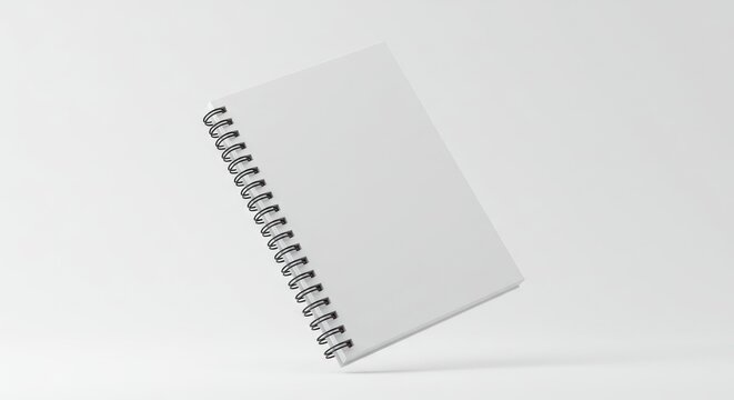 A spiral notebook lies open on a white surface in a clean environment.