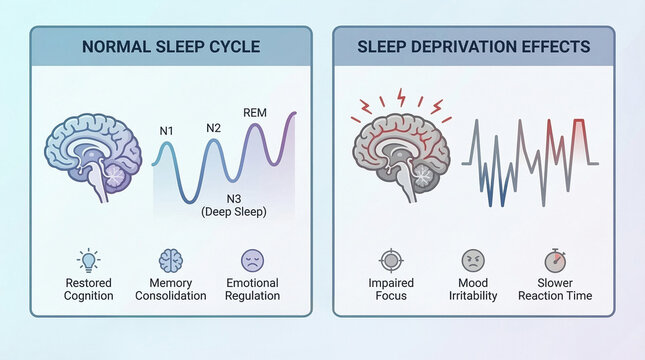 Normal Sleep Cycle vs Sleep Deprivation Brain Effects