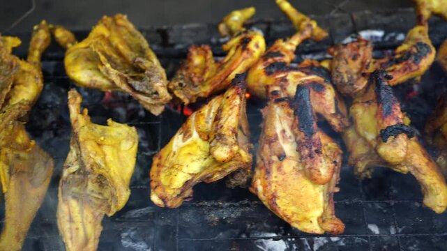 Ayam bakar is an Indonesian and Malaysian dish, consisting of charcoal-grilled chicken. Ayam bakar literally means "roasted chicken" in Indonesian and Malay.