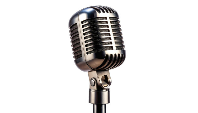 A close-up studio shot of a vintage chrome ribbon microphone against a solid black background.