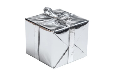 Fototapeta premium Silver Metallic Packaging Material for Elegant Wrapping Isolated on Transparent Background