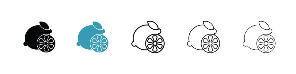 Lemon icon in line art style on white background for graphic and web design. © neelam
