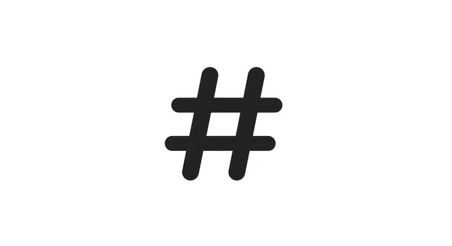 A close-up view of a simple glyph icon representing a hash symbol.