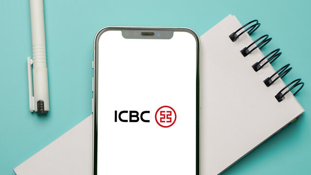 Industrial and Commercial Bank of China ICBC logo displayed on a smartphone screen &ndash; Delhi, India &ndash; June 04, 2025
