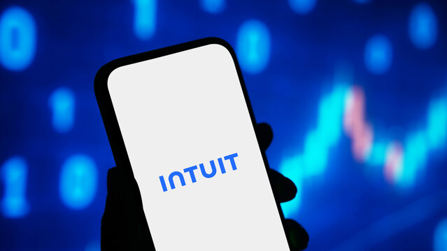 Intuit logo displayed on a smartphone screen &ndash; Delhi, India &ndash; June 04, 2025