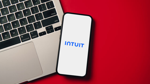 Intuit logo displayed on a smartphone screen &ndash; Delhi, India &ndash; June 04, 2025