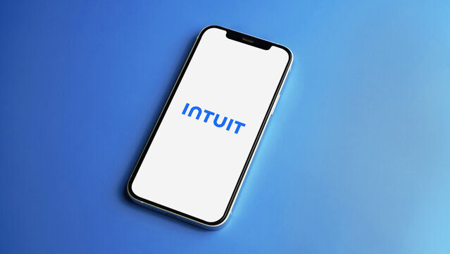 Intuit logo displayed on a smartphone screen &ndash; Delhi, India &ndash; June 04, 2025