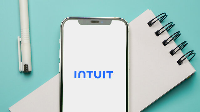 Intuit logo displayed on a smartphone screen &ndash; Delhi, India &ndash; June 04, 2025