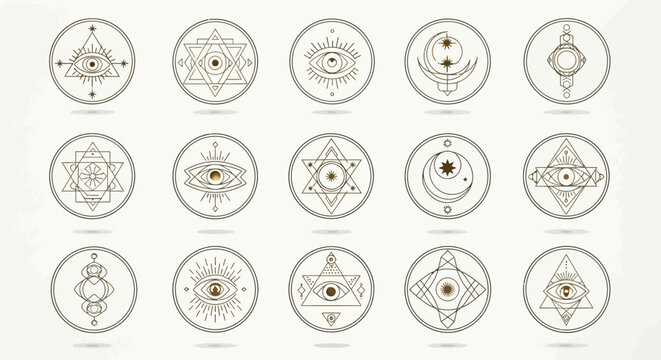 Collection of Sacred Geometric Symbols and Mandalas for Spiritual and Mystical Use.