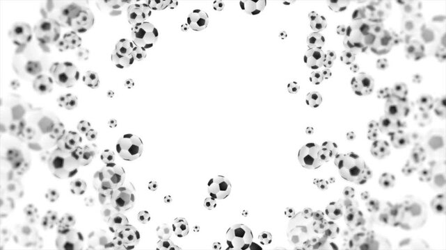 Monochrome football abstract background with soccer balls. Sport motion design. Video animation Ultra HD 4K 3840x2160